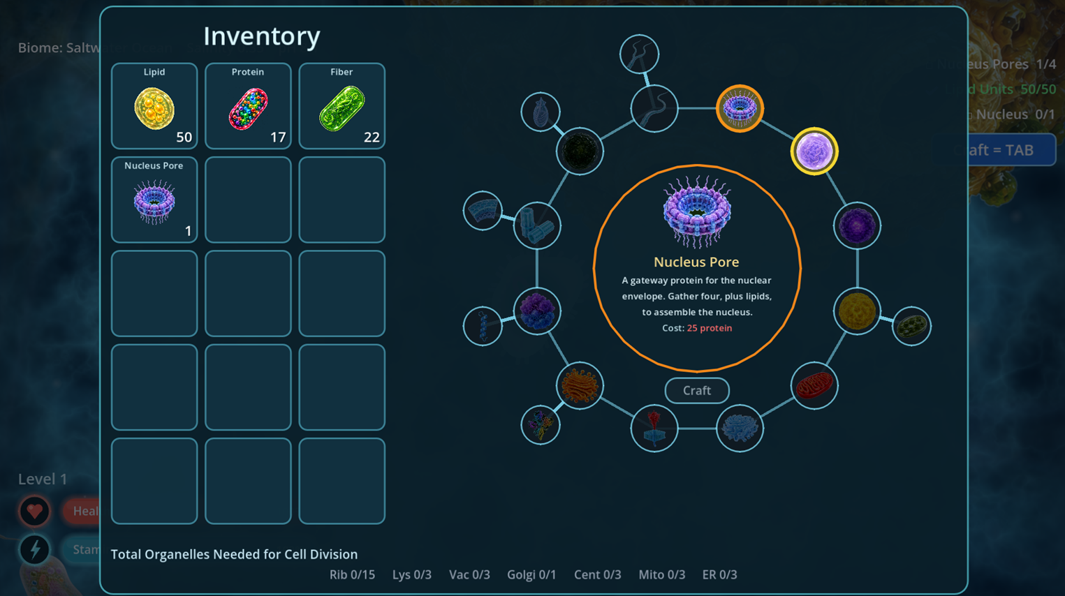 The crafting menu in Salty